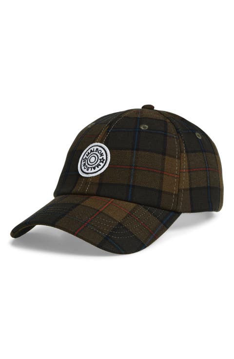Plaid Adjustable Waxed Cotton Twill Baseball Cap