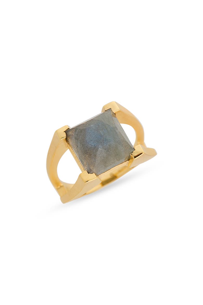 Mini Plaza Labradorite Ring, Main, color, LABRADORITE/ GOLD