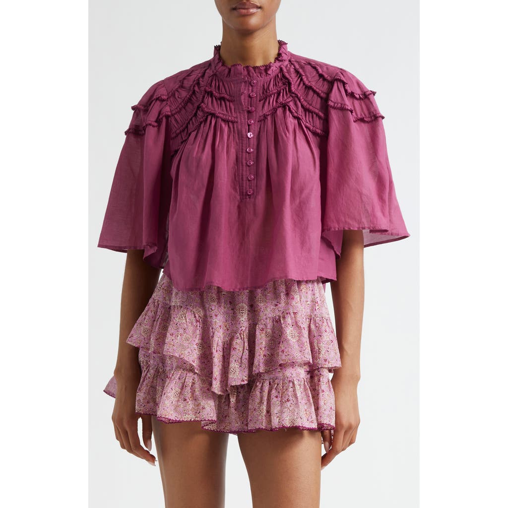 Isabel Marant Étoile Carmen Crop Ruffle Top In Pink