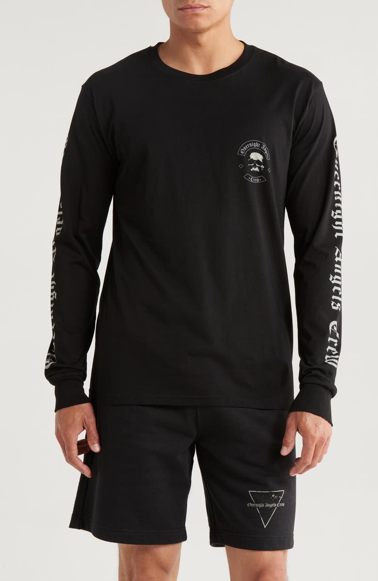 OVERNIGHT ANGELS CREW Skull Cap Oversize Cotton T-Shirt, Main, color, Black