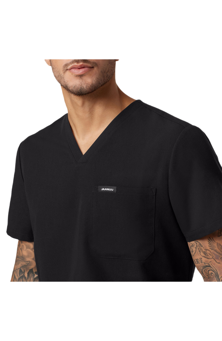 JAANUU Holmes Men's 1-Pocket Classic V-Neck Scrub Top, Alternate, color, Black