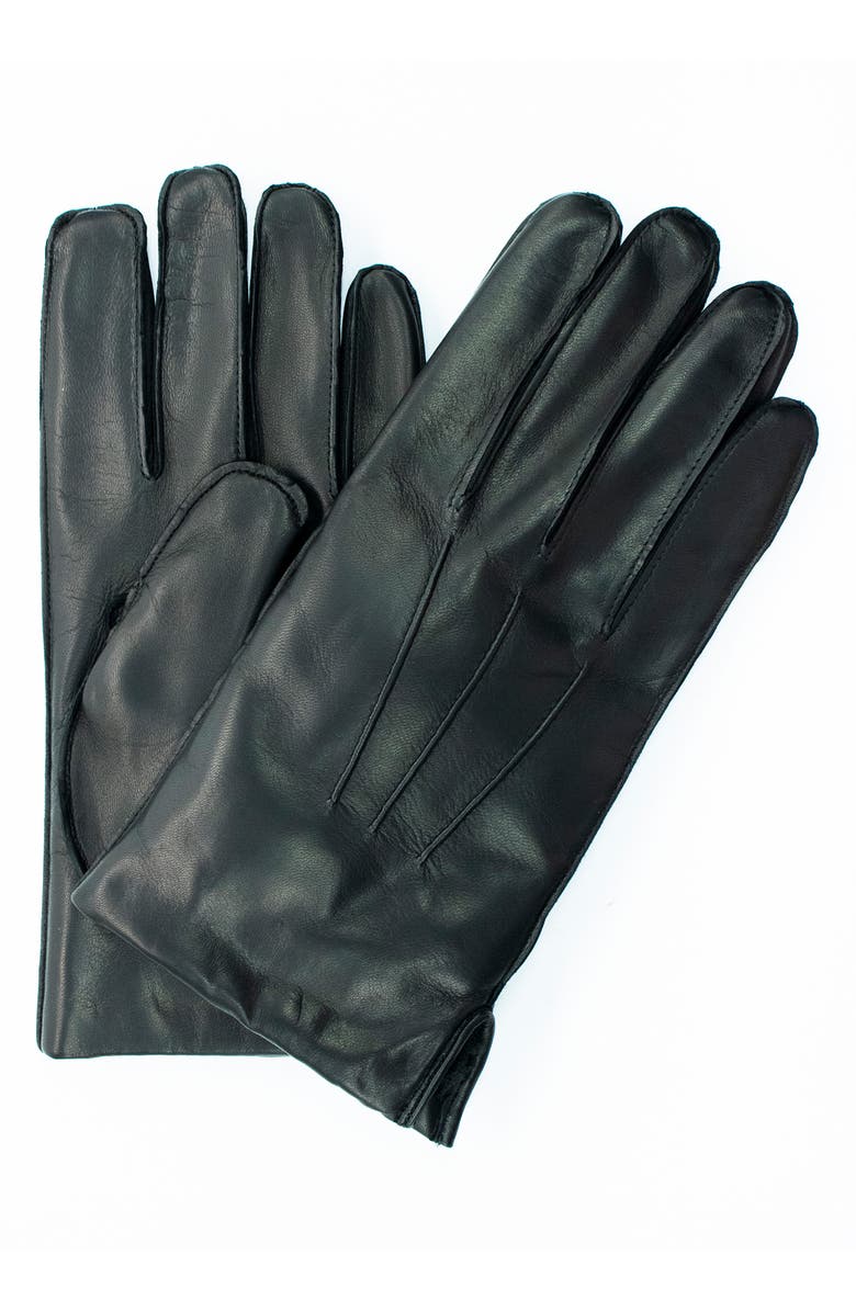 Portolano Faux Fur Trim Gloves, Main, color, Black/Black