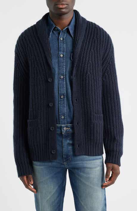 BOSS Horace Shawl Collar Ribbed Wool & Cashmere Cardigan
