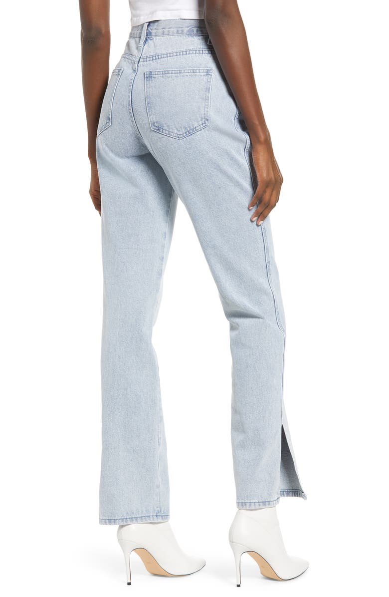 English Factory Kick Pleat Straight Leg Jeans, Alternate, color, 