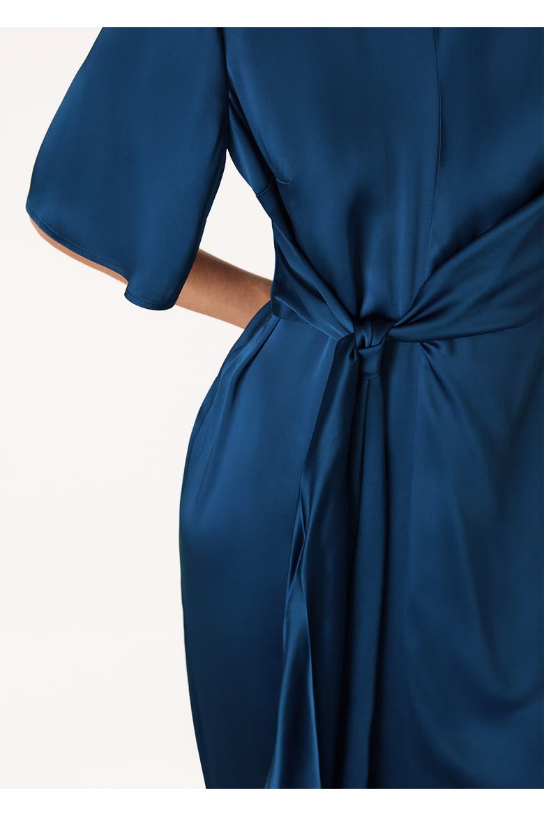 Satin Twist Waist Midi Dress, Alternate, color, Blue
