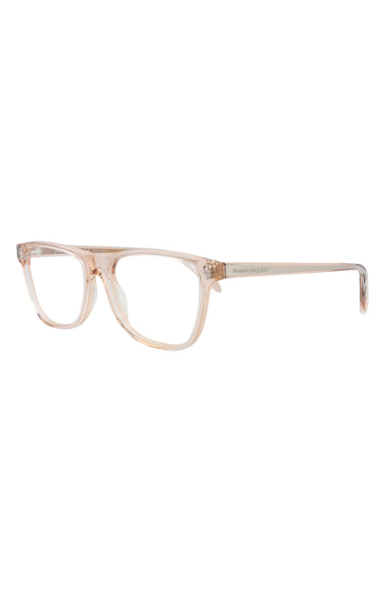 McQueen 53mm Square Reading Glasses, Alternate, color, Beige/ Beige Transparent