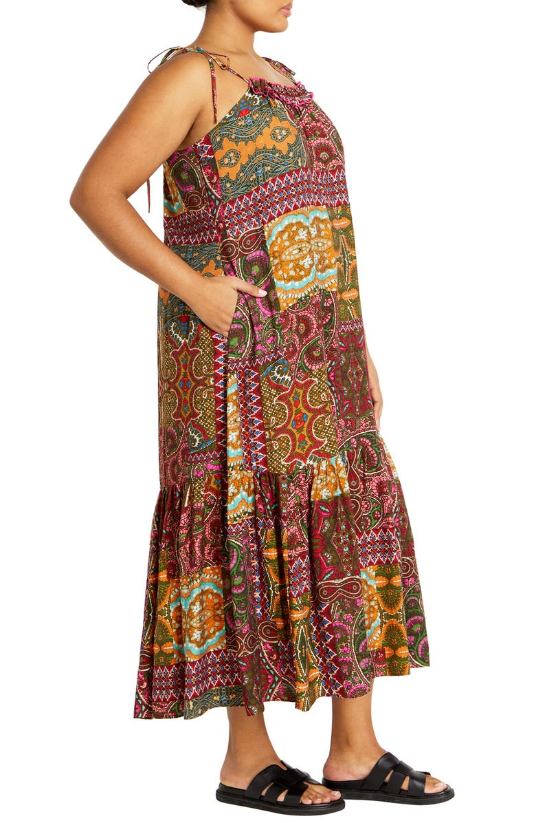 City Chic Erica Print Maxi Sundress, Alternate, color, Kaleidoscope