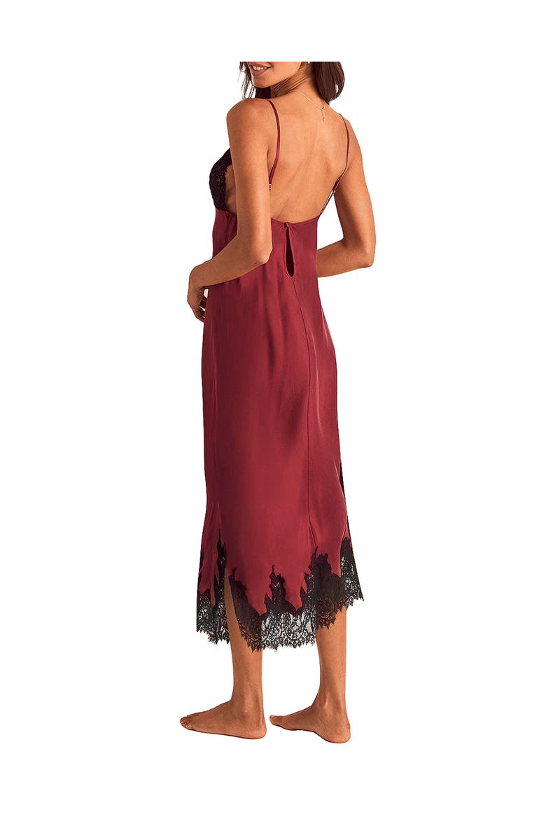 Vegan Atelier Collection Silk Gown Lingerie, Alternate, color, Dark red