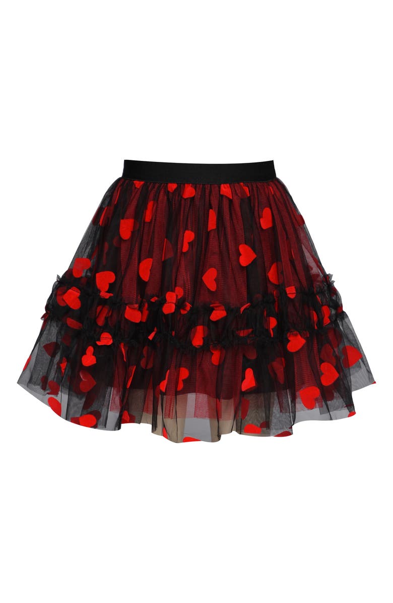 Truly Me Kids' Heart Tutu Skirt, Main, color, Black Red Heart