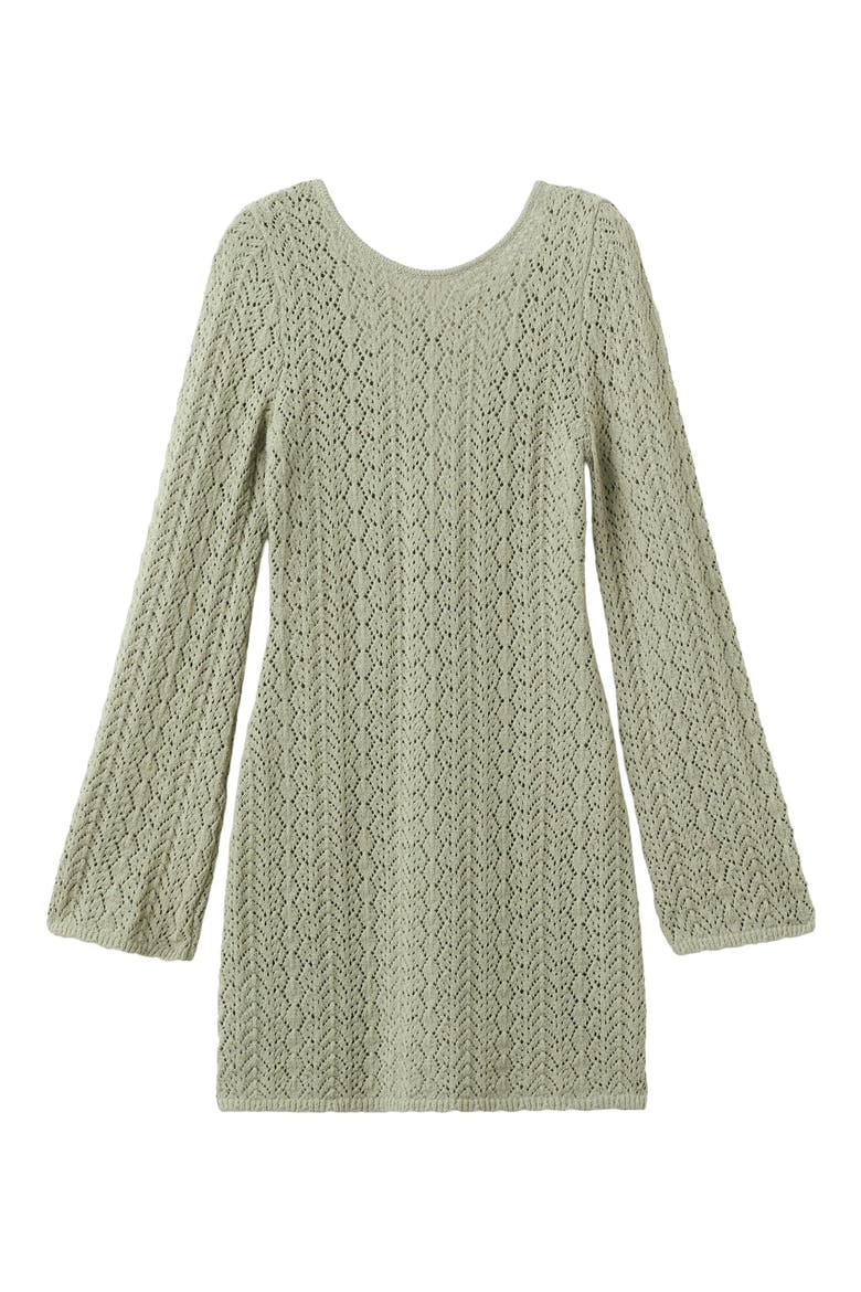 Long Sleeve Sheer Cotton Blend Pointelle Dress, Alternate, color, PASTEL GREEN