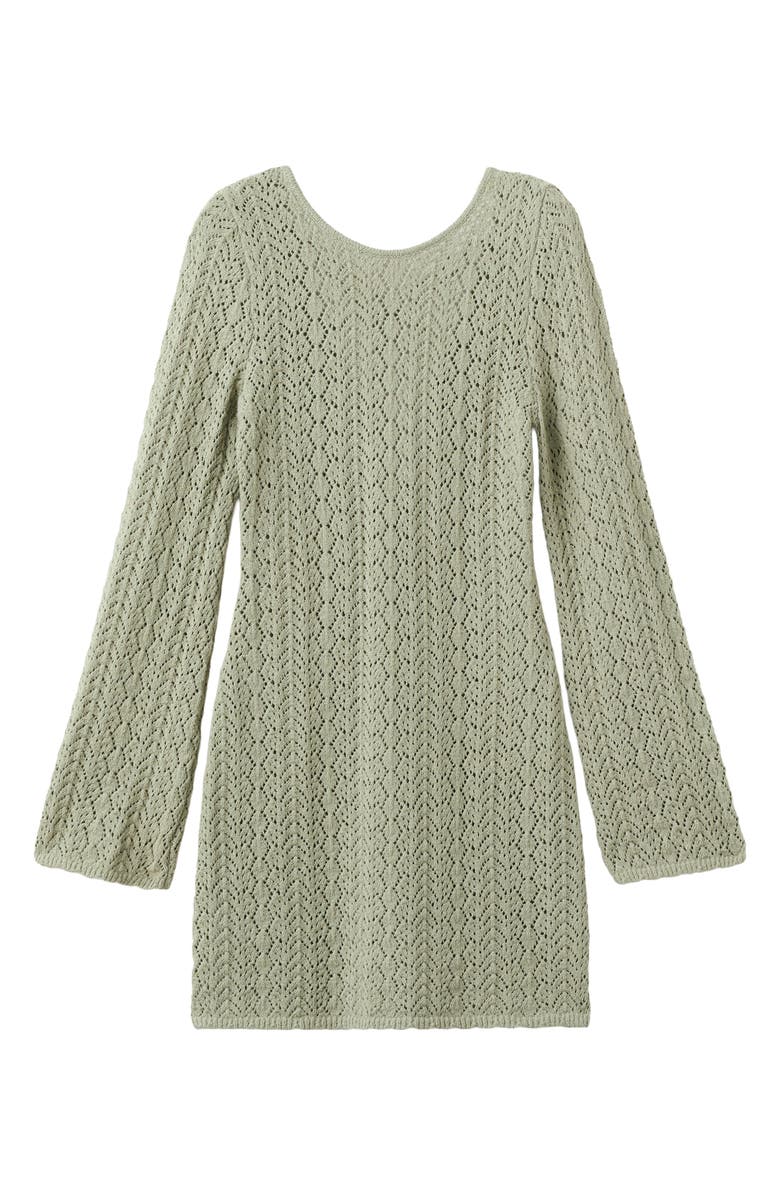 MANGO Long Sleeve Sheer Cotton Blend Pointelle Dress, Alternate, color,