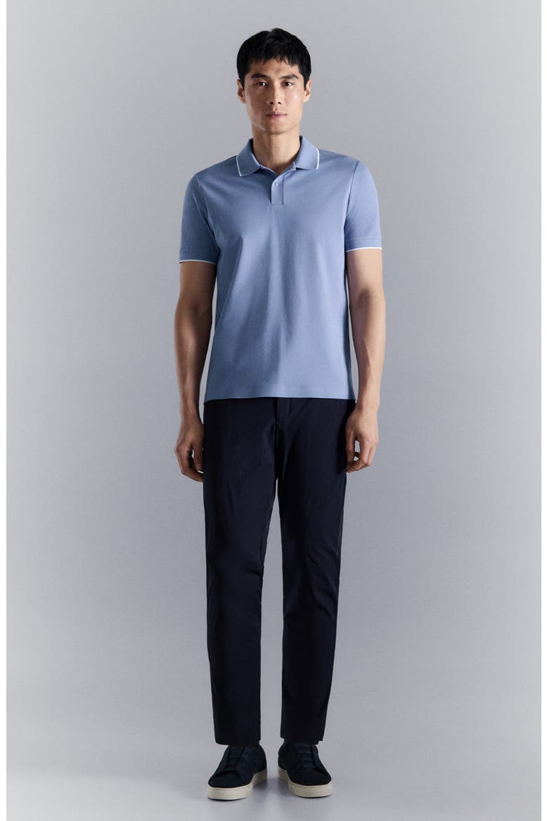 Comfort Stretch Tipped Piqué Polo, Alternate, color, CHINA BLUE