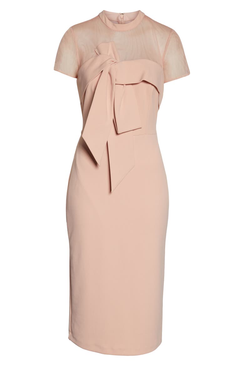 Bow Detail Midi Dress, Alternate, color, BLUSH