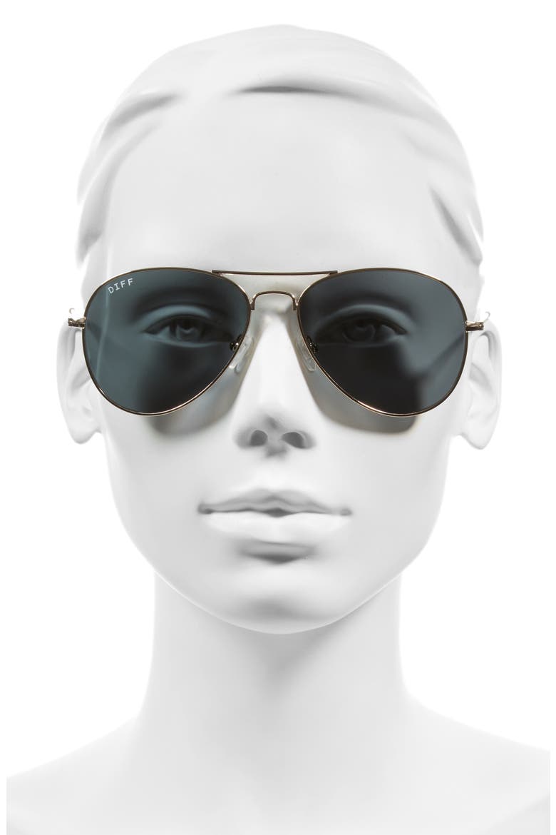 Cruz 57mm Metal Aviator Sunglasses, Alternate, color, GOLD/ GREY