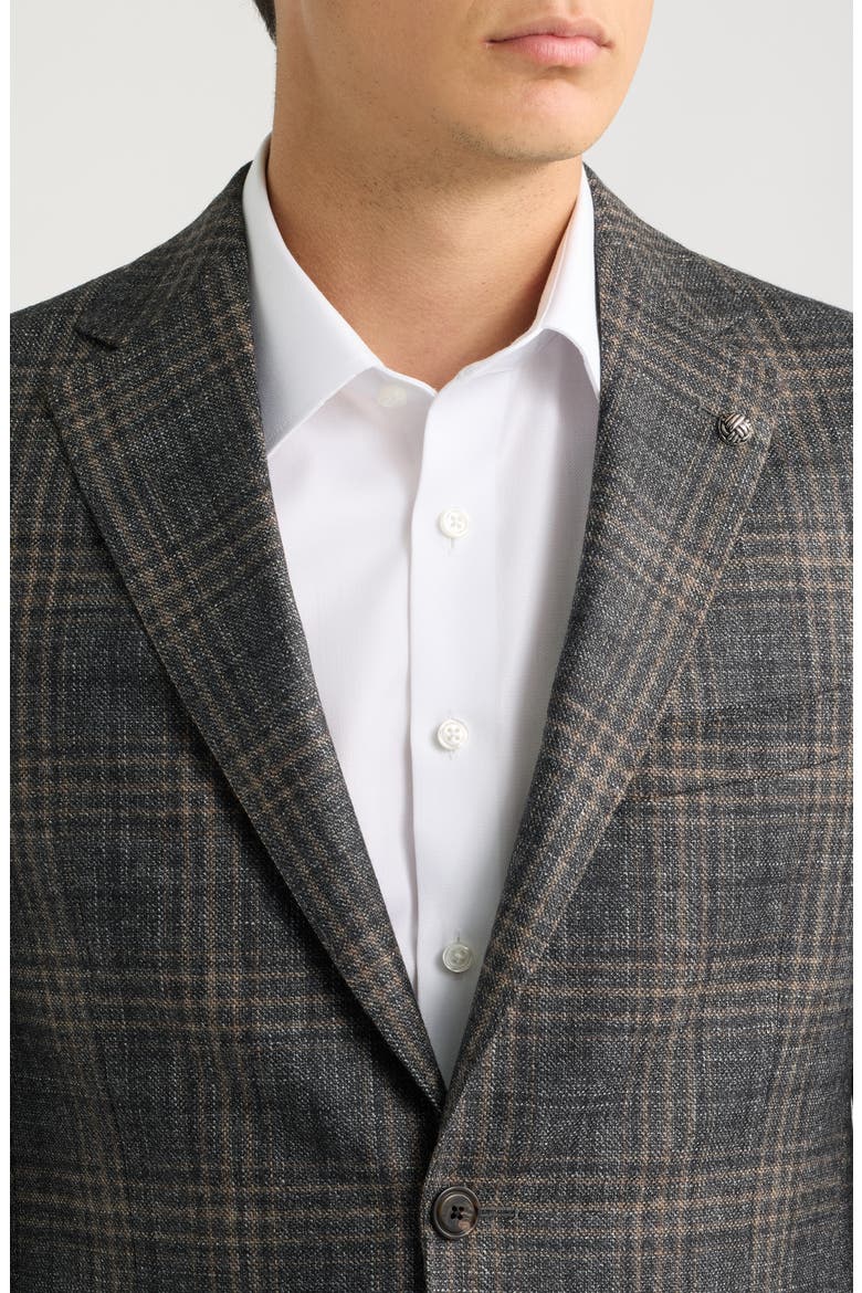 McAllen Plaid Wool, Silk & Cashmere Sport Coat, Alternate, color, CHARCOAL