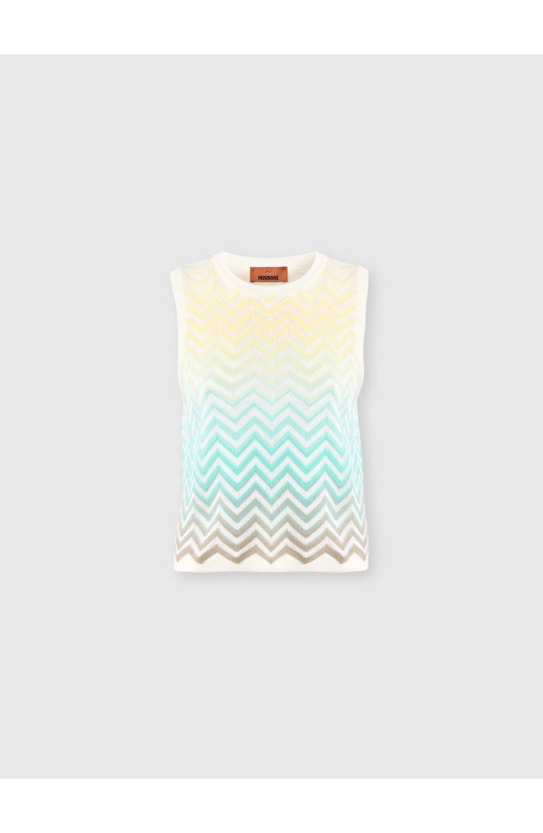 Missoni Chevron Dégradé Cotton And Viscose Sleeveless Top, Alternate, color, Green& Brown