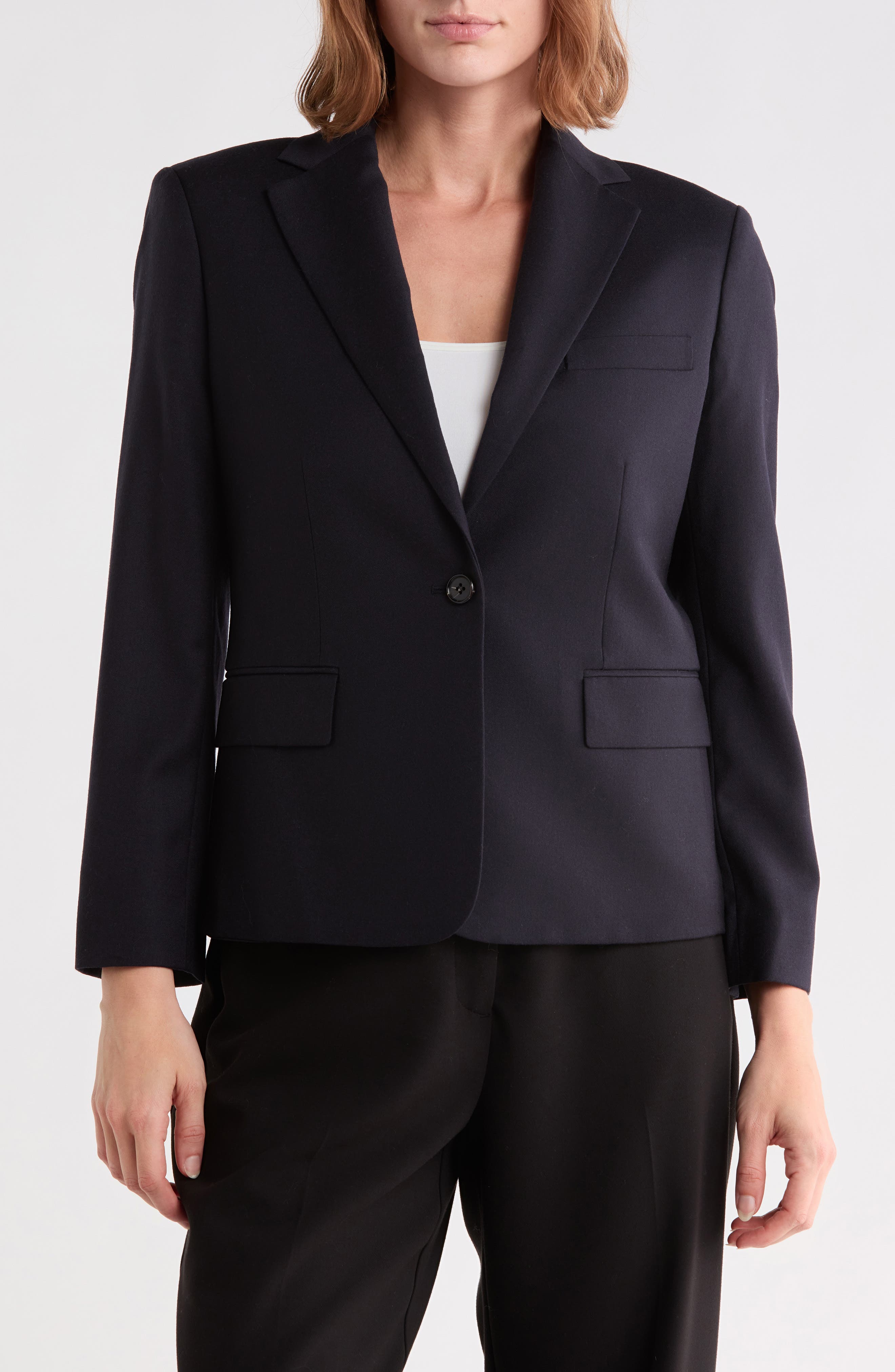 Slim Fit Notch Lapel Virgin Wool Blazer