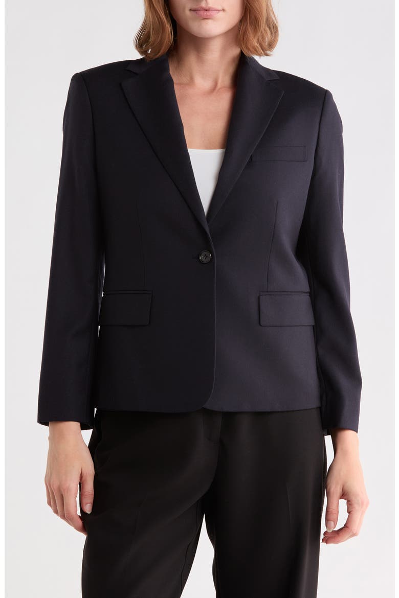 Slim Fit Notch Lapel Virgin Wool Blazer, Main, color, NAVY