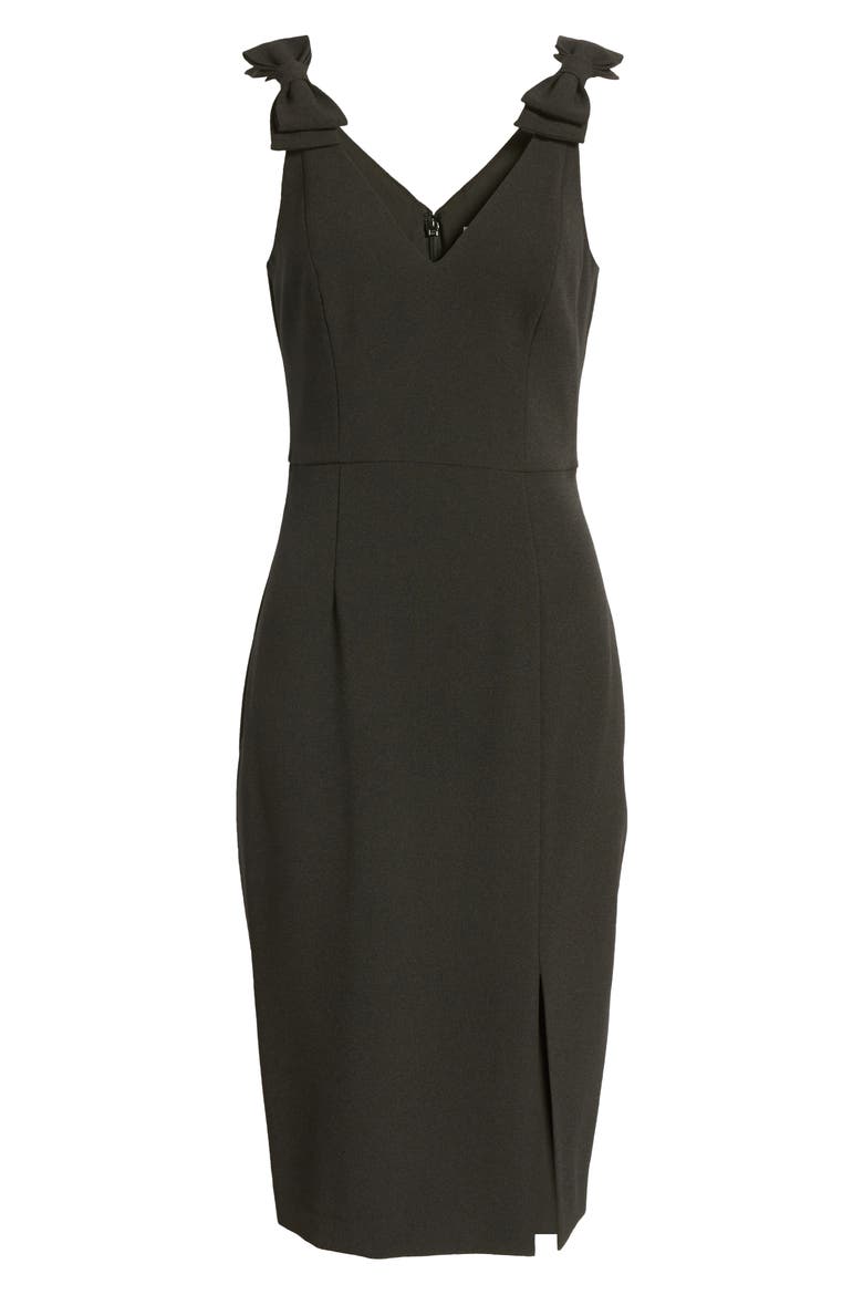 Bow Detail Sleeveless Sheath Dress, Alternate, color, BLACK