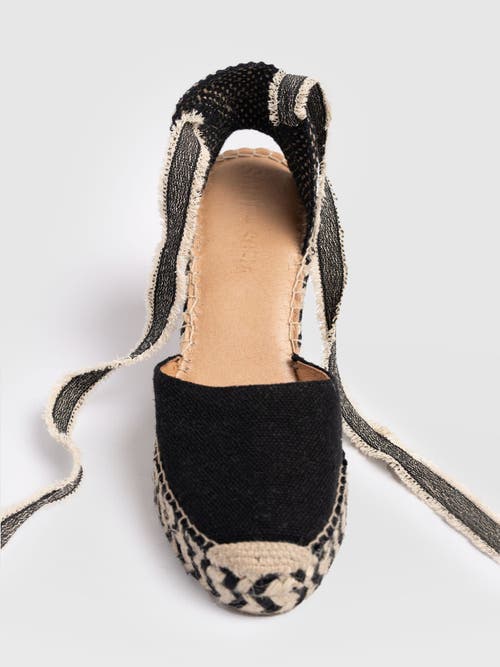 Saint + Sofia Rowe Espadrille Tie Wedges In Black