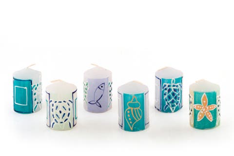Arniston Beach Painted Candles - Set of 6