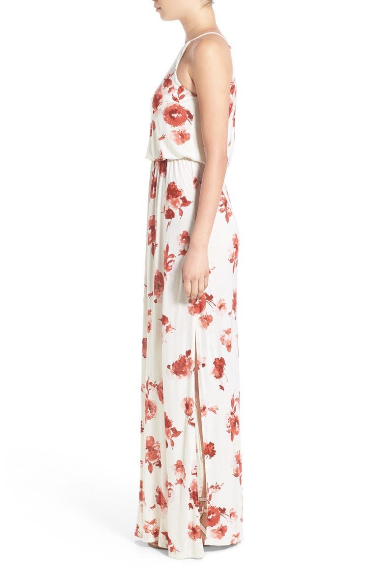 High Neck Maxi Dress, Alternate, color, CREAM / ROSE