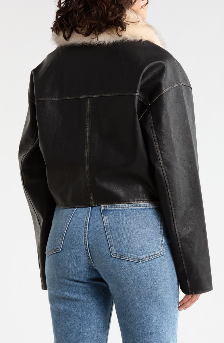 BLANKNYC Faux Leather Jacket with Removable Faux Fur Collar, Alternate, color, Work Week