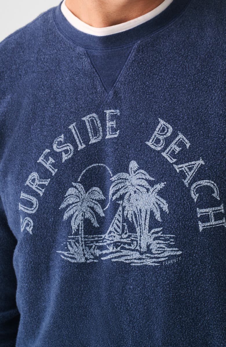 Faherty Reverse Fleece Crewneck Sweatshirt, Alternate, color, Sea Navy