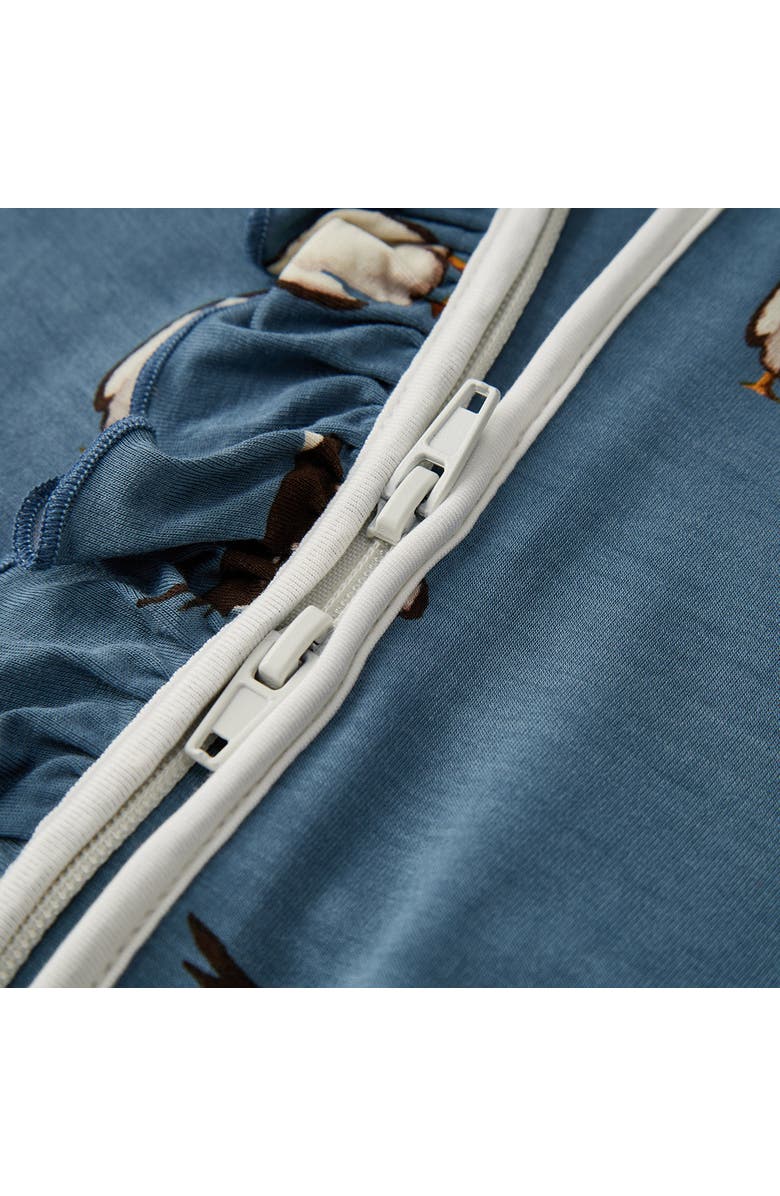 Milkbarn Luxe Stretch Ruffle Footed Romper, Alternate, color, Chipmunk