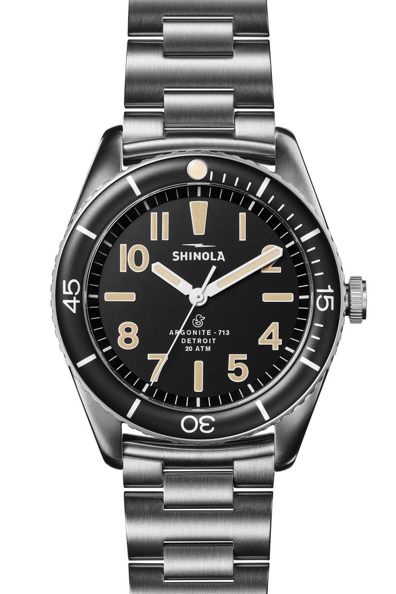 Duck Bracelet Watch Gift Set, 42mm, Main, color, SILVER/ BLACK/ SILVER