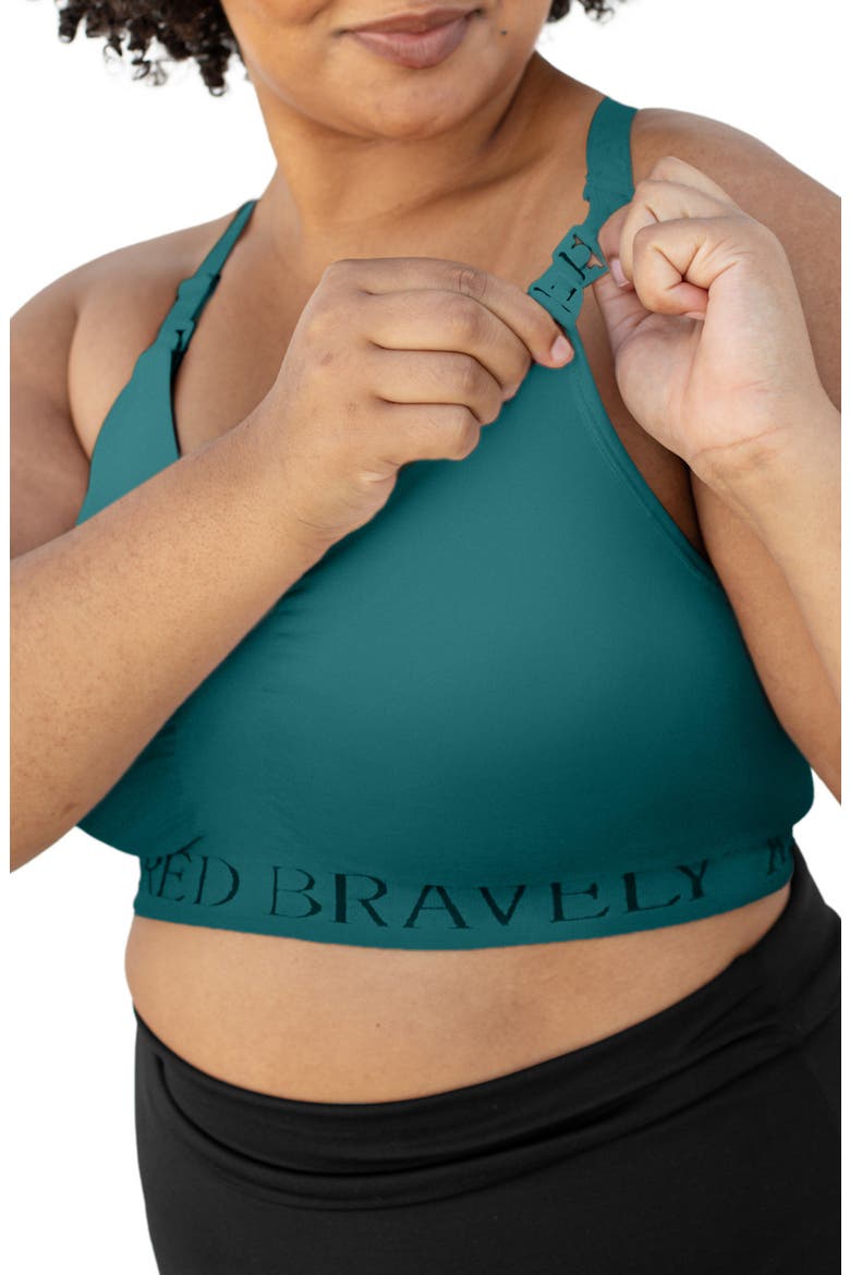 Busty Sublime Hands-Free Pumping & Nursing Sports Bra - Sizing Available in E-I Cup, Alternate, color, TEAL