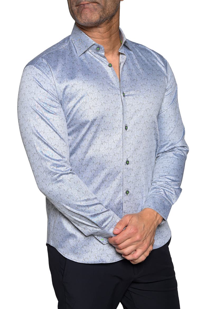 Fibonacci Resistance Contemporary Fit Button-Up Shirt, Alternate, color, GREY