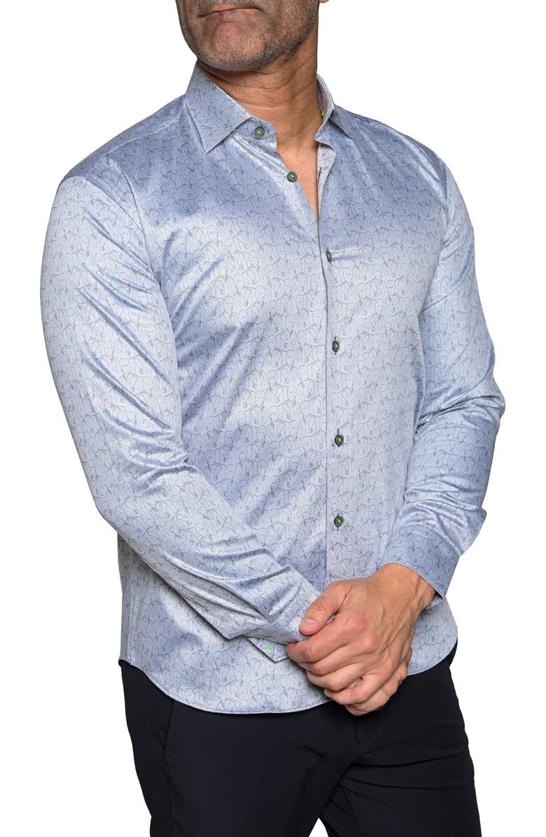 Maceoo Fibonacci Resistance Contemporary Fit Button-Up Shirt, Alternate, color, Grey