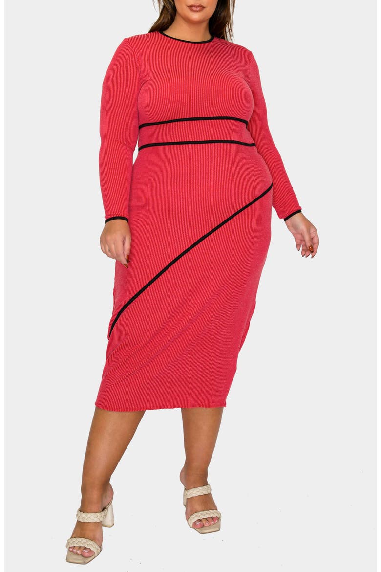 Elora Rib Sweater Dress, Alternate, color, RED