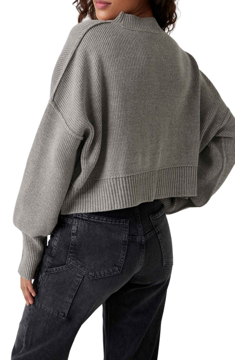 Free People Easy Street Crop Pullover, Alternate, color, Heather Grey