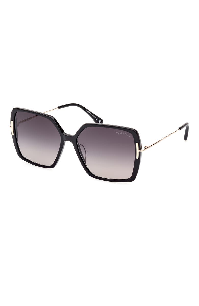 TOM FORD Joanna 59mm Gradient Butterfly Sunglasses, Alternate, color, Shiny Black Rose Gold / Smoke