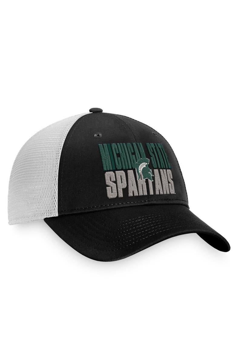 TOP OF THE WORLD Men's Top of the World Black/White Michigan State Spartans Stockpile Trucker Snapback Hat, Alternate, color, Black