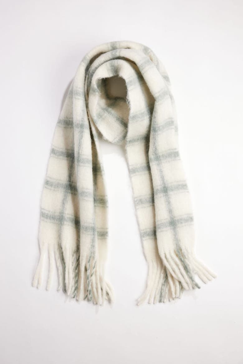 Warm Window Plaid Scarf, Main, color, Sage