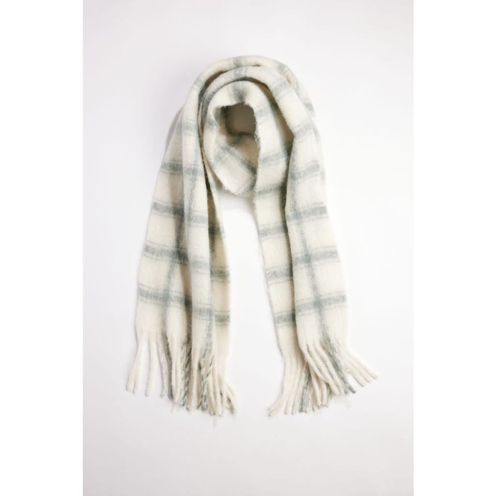 Hat Attack Warm Window Plaid Scarf In White