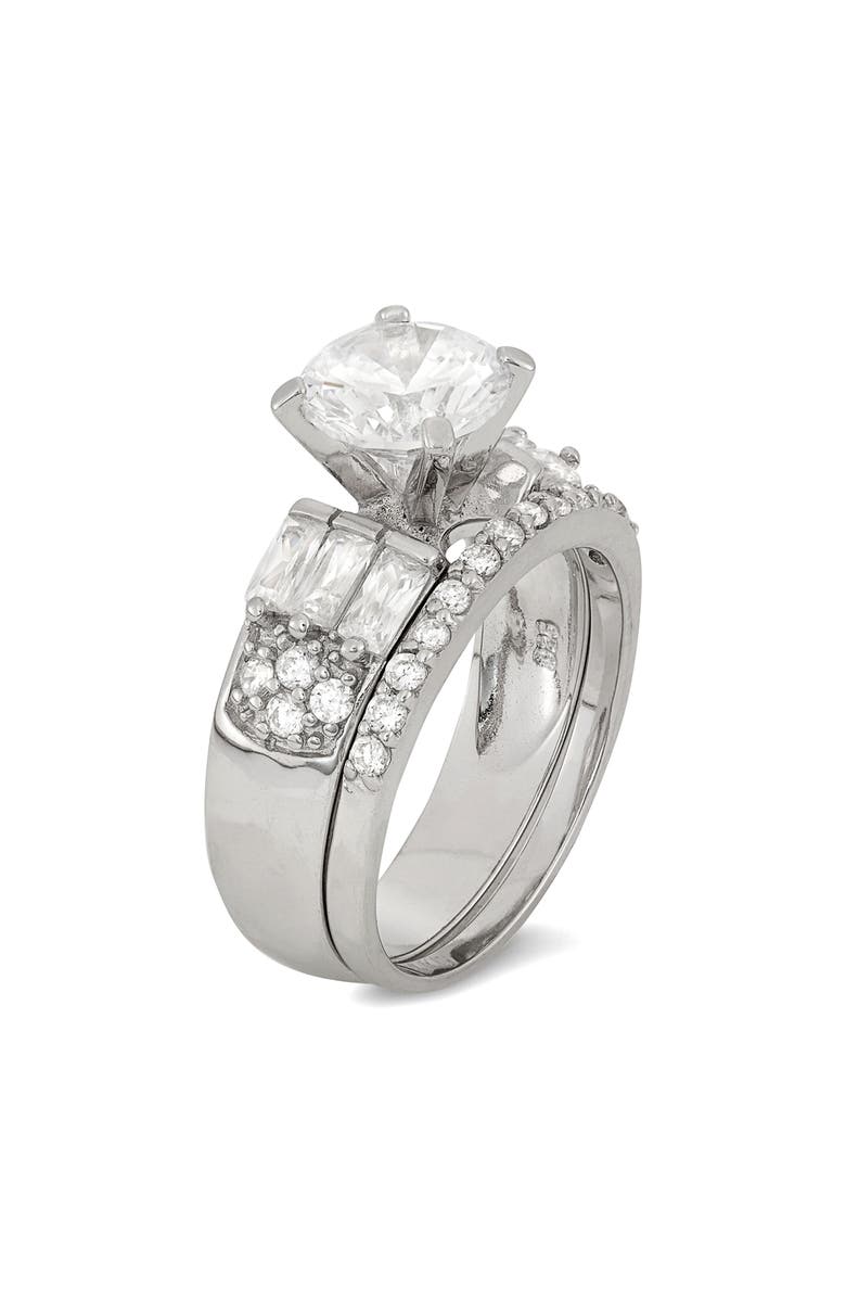 FZN Sterling Silver CZ Two-Piece Bridal Ring Set, Alternate, color, Silver