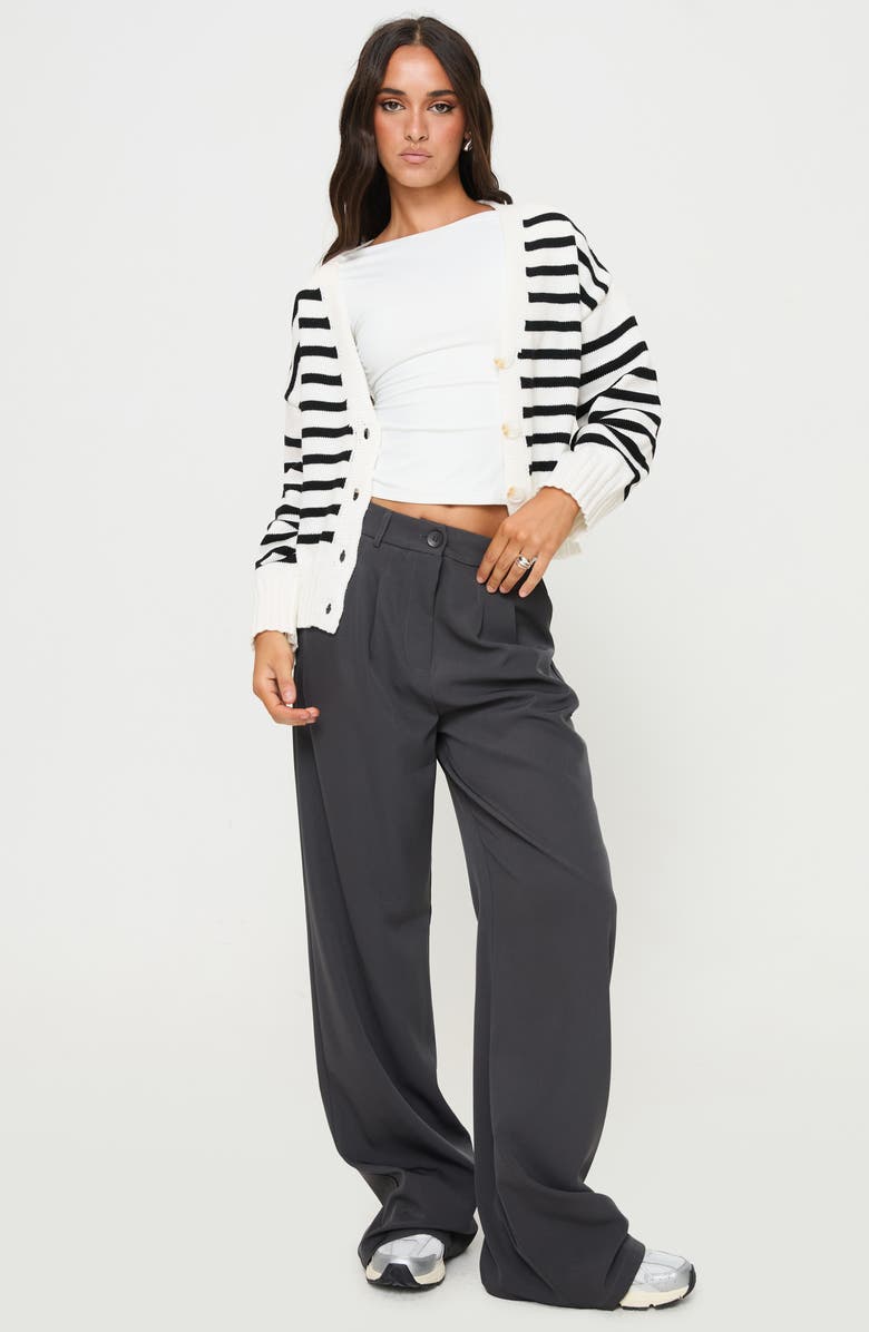 Princess Polly Karlson Stripe Cardigan, Alternate, color, Cream/ Black