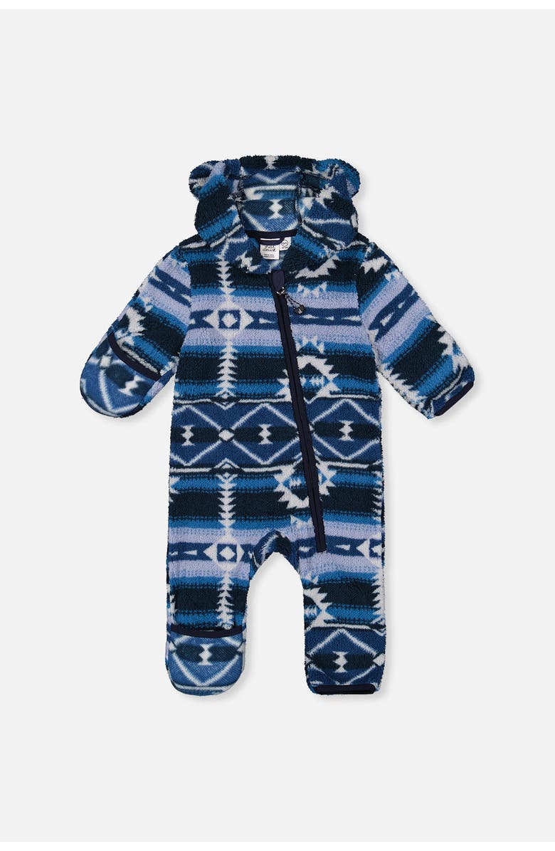 Deux par Deux Mid-Season Plush Animal Ear Hood Asymmetrical Zip One-Piece Outerwear, Main, color,