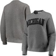 PRESSBOX Women's Pressbox Heather Charcoal Michigan Wolverines Moose Quilted Pullover Sweatshirt