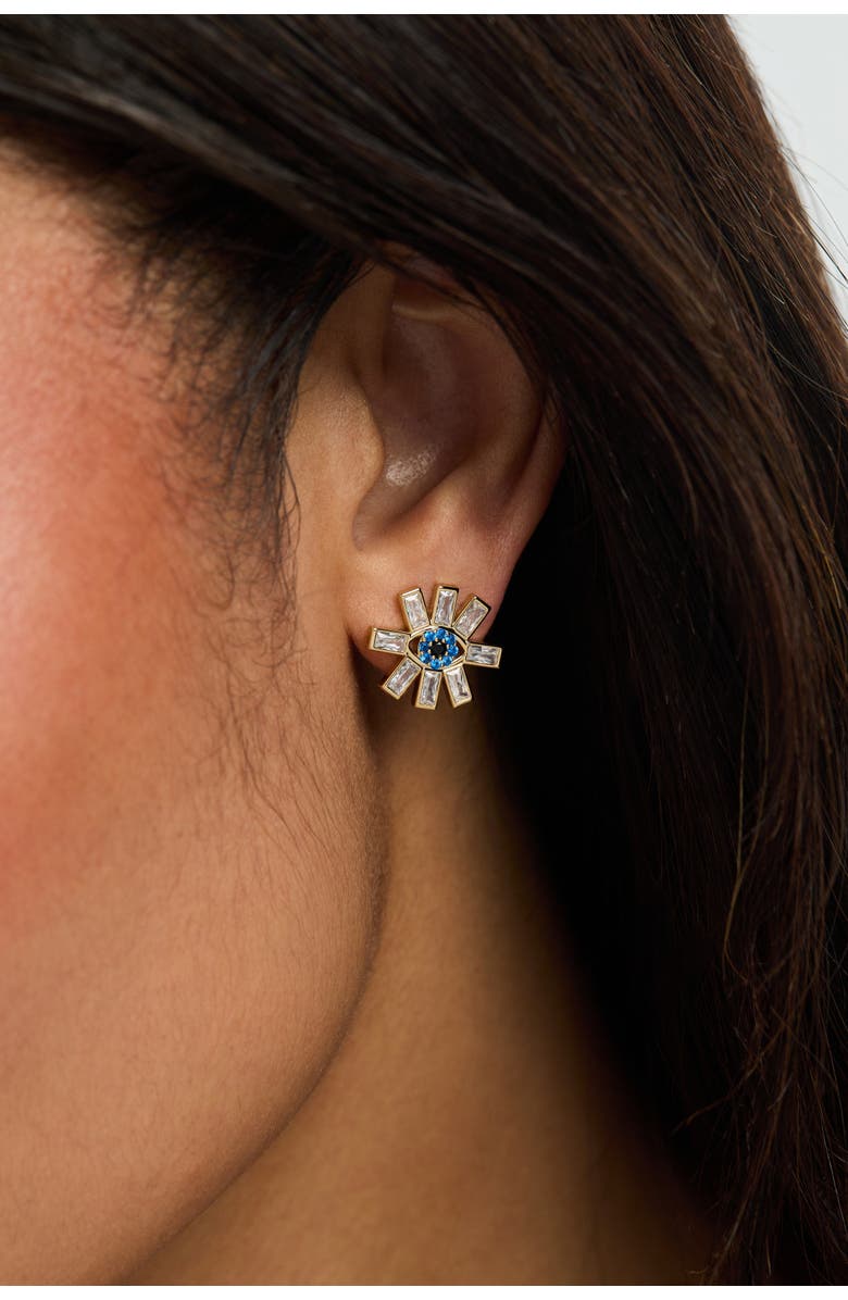 Alex and Ani Evil Eye Statement Stud, Alternate, color, Gold Blue