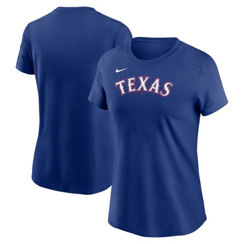 Women's Nike  Royal Texas Rangers Fuse Wordmark T-Shirt