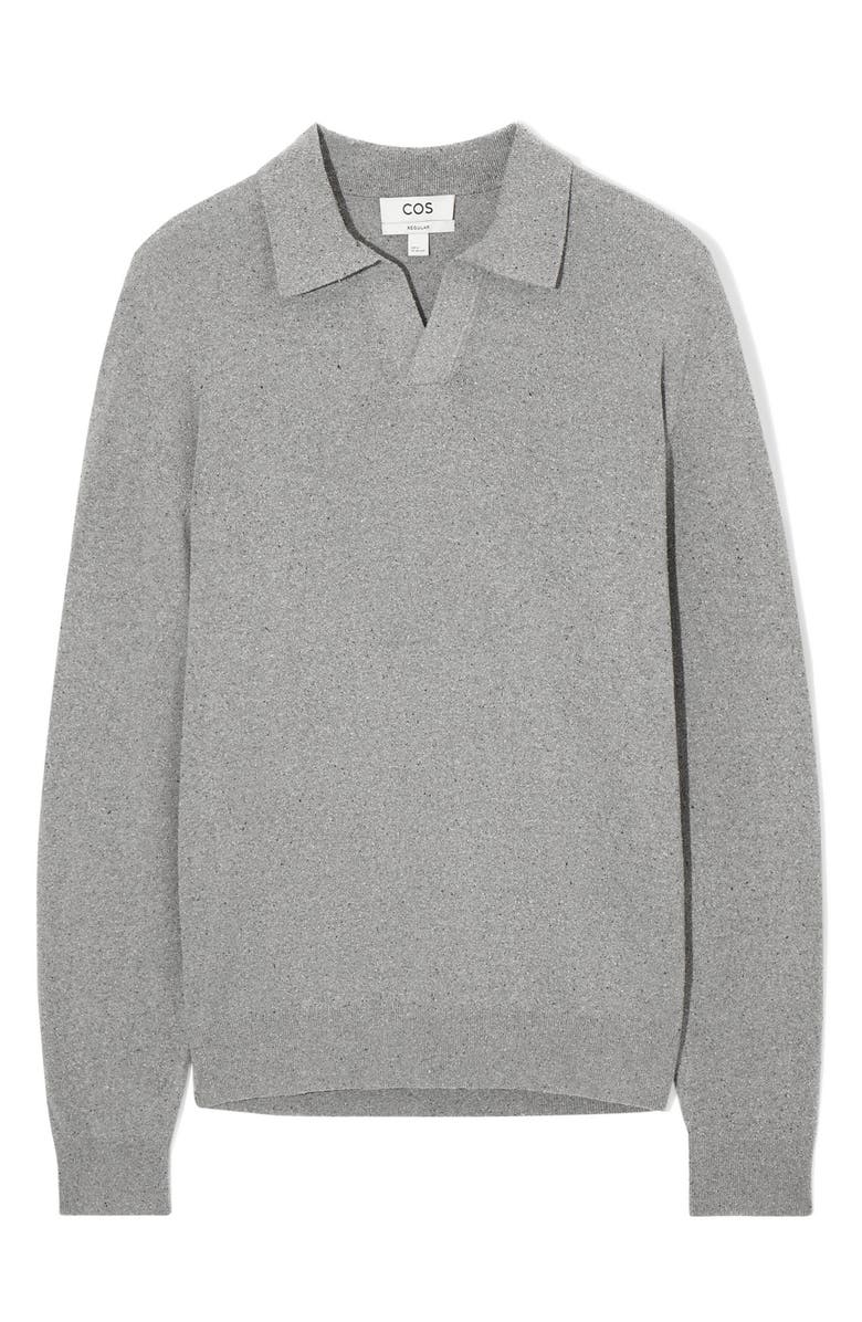 COS Long Sleeve Johnny Collar Polo Sweater, Main, color, 