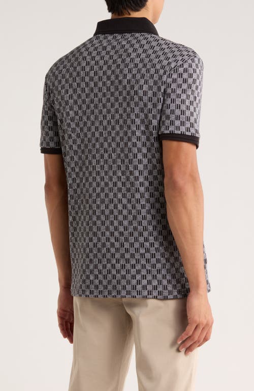 Original Penguin Check Jacquard Knit Polo In Black