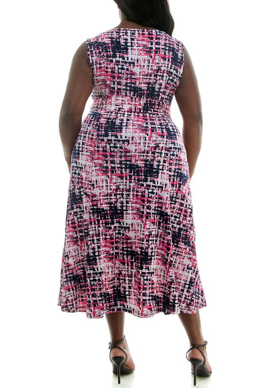 Nina Leonard Sylvia Sleeveless Midi Dress In Pink
