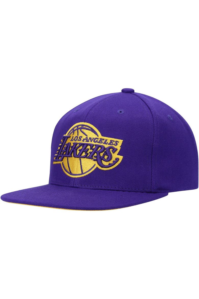 Men's Mitchell & Ness Purple Los Angeles Lakers Two Tonal Snapback Hat, Main, color, Purple