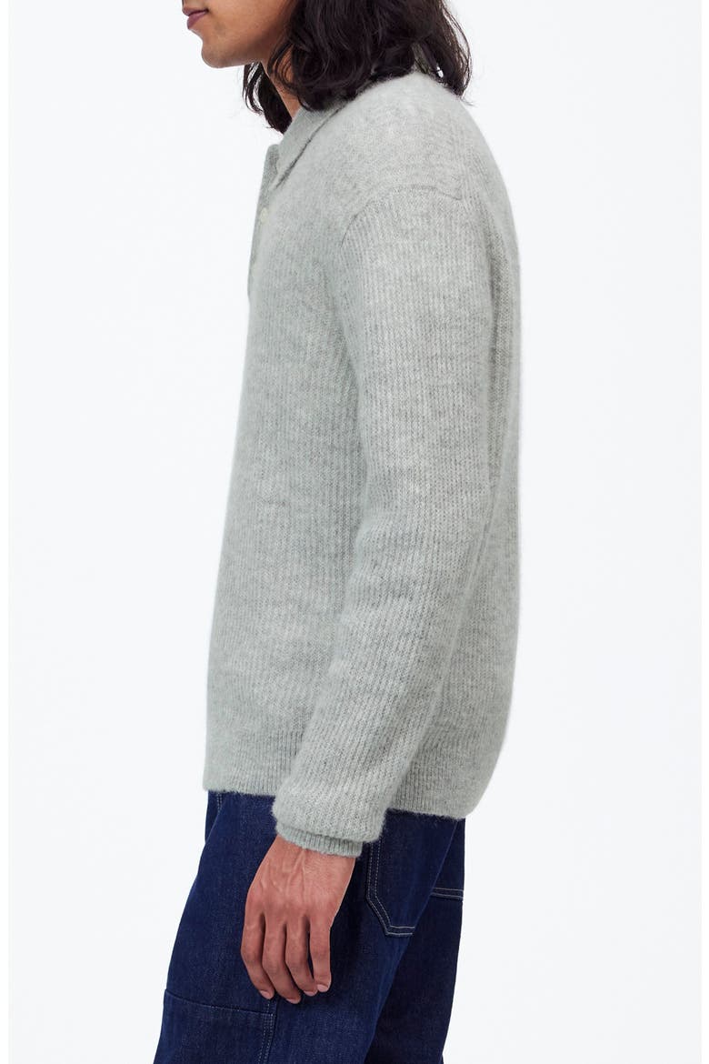 Alpaca Blend Polo Sweater, Alternate, color, HEATHER GREY
